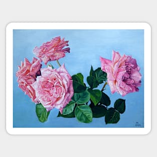 Pink roses oil painting Sticker